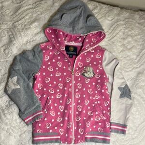 E-Land kids American classic Pink and Gray Kids Hoodie with ears & Star Accents